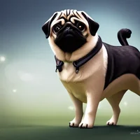 a alone fluffy pug 