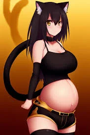 Pregnant cat girl