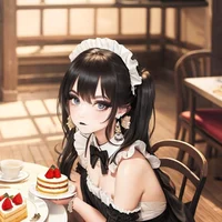 A girl eating cake