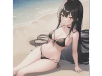 Giantess on beach