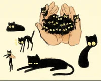 A bunch of black cat
