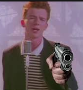 rick astley with gun