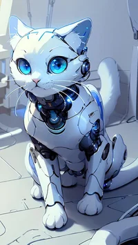 Snowball cyborg cat