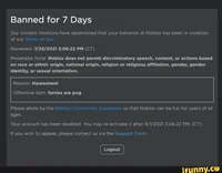 Roblox 7 Day Ban