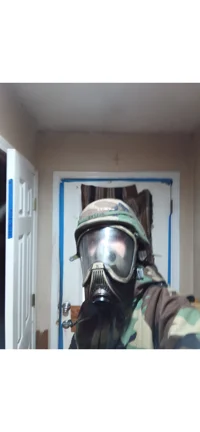Person in gas mask
