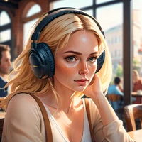 Dreamy Girl in Cafe