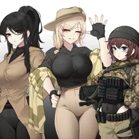 Trio military girl 