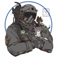 Soldier with cats 
