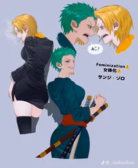Sanji y Zoro female