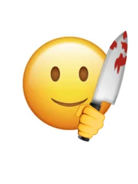 Happy with knife