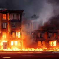Building on fire 
