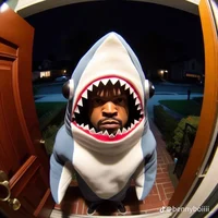 Ice cube as a shark