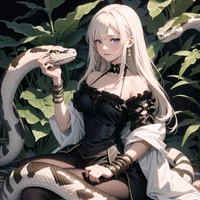 Woman and pet snake