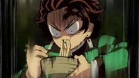 Tanjiro eating udon