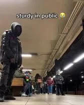 Guy sturdy at Public