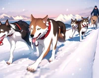 Sled dogs-tundra run