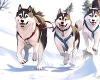 Sled dogs-lodge hunt
