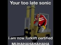 Eggman on a forklift