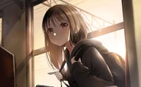 Anime girl in hoodie