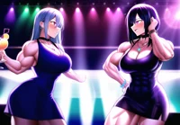 Muscle girls at bar