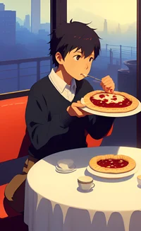 anime pie loving boy