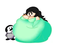 obese girl and pengu