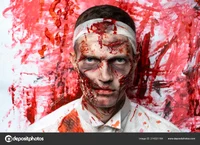 Bloody half dead man