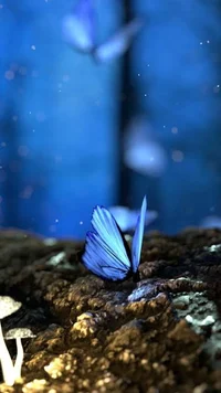 Glowing blue butterf