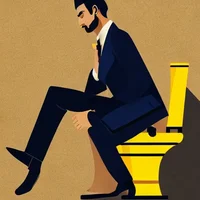 man on tellow toilet