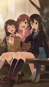three cute shy girl