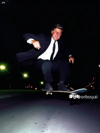 Jfk on a skateboard
