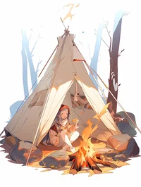 Girl in a tent