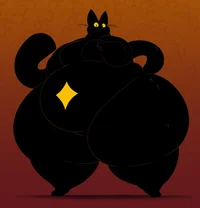 Very Obese Black Cat
