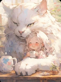 Little girl and cat