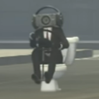 Speakerman on toilet