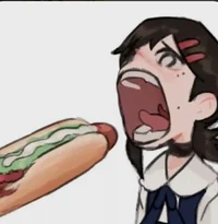 Kobeni Eating HotDog