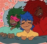 Red guy and duck guy