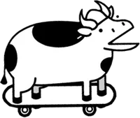Skateboarding cow
