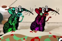 2rats eating a kabob