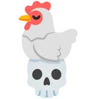 Chicken on a skull