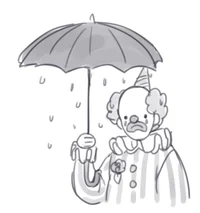 A sad stalking clown