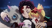 Tanjiro y sus amigos
