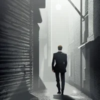 person in dark alley