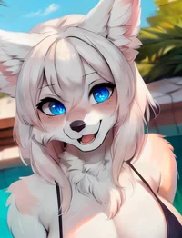 Furry at the pool