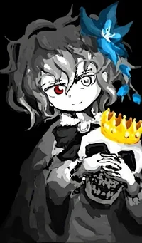 A girl with blue flo