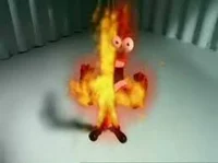 peperami man on fire