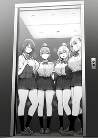 4 girls in elevator