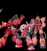 Red Char Gunpla Trio
