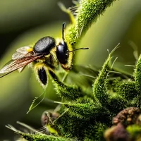 Moss infected bee