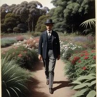 1900s man in garden